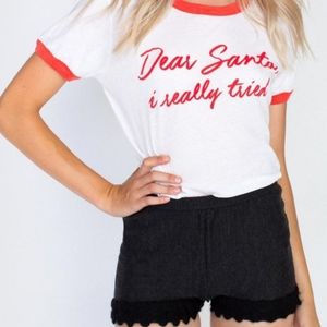 NWT WILDFOX Dear Santa Short Sleeve Tee Sz SM